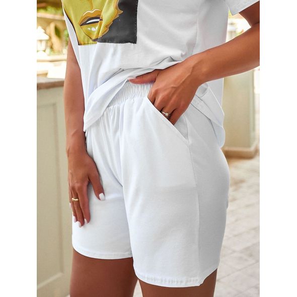 Жіночий спортивний костюм шорти та футболка колір білий 2022, Колір: Білий, Розмір: 48-50, фото , зображення 2