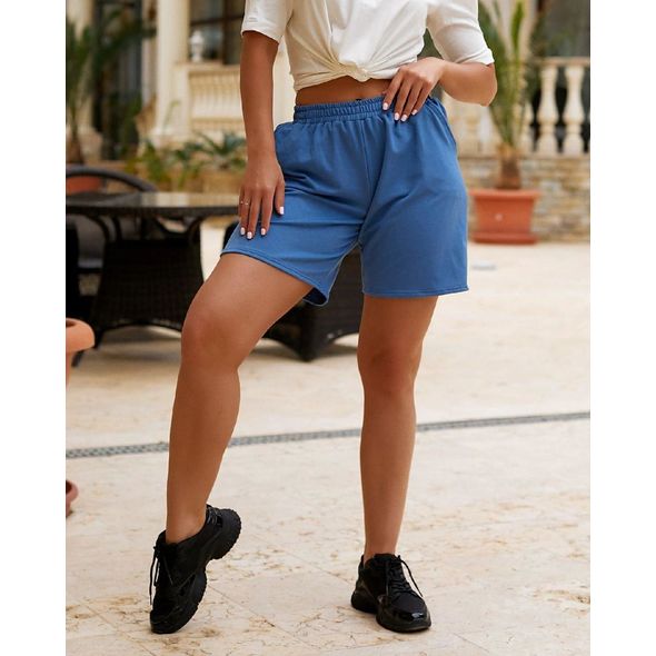 Женские шорты короткие большого размера цвет джинс 1044, Цвет: Джинс, Размер: 52-54 UKR, фото , изображение 3