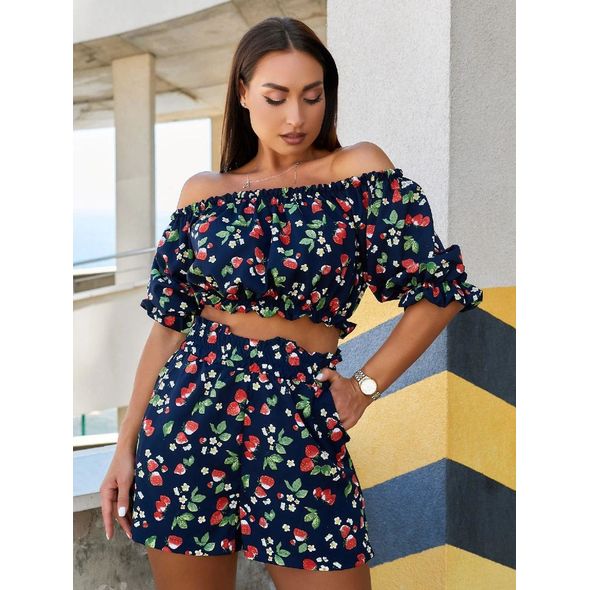 Женский костюм летний прогулочный темно-синий 1053, Цвет: Темно-синий, Размер: M-L (44-46 UKR), фото 