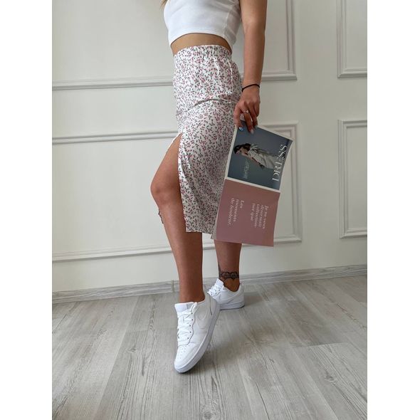 Стильна спідниця з розрізом по лінії стегна біла 149, Колір: Білий, Розмір: s-m, фото , зображення 2