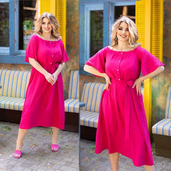 Сукня жіноча в сільському стилі для повних малина 153, Колір: Малиновий, Розмір: 48-50, фото 