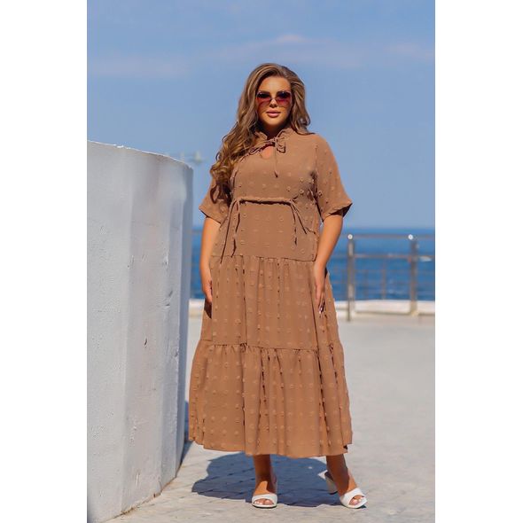 Красива сукня великого розміру довга капучіно 702, Колір: Капучино, Розмір: 62-64, фото , зображення 2
