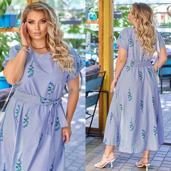 Сукня для повних жінок колір синій С601, фото 