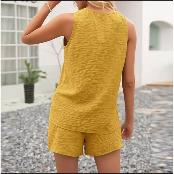 Женский летний костюм блузка и шорты цвет горчица 2024, Цвет: Горчица, Размер: S-M (42-44 UKR), фото , изображение 2