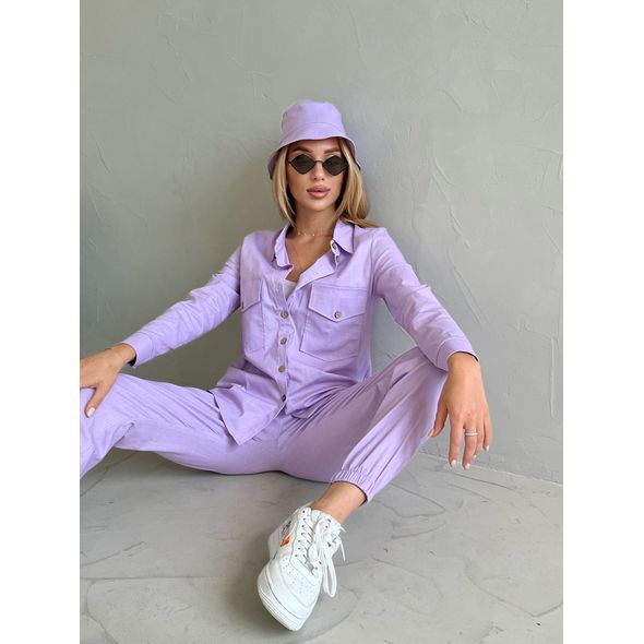 Женский летний костюмы четверка цвет лаванда 7270, Цвет: Лаванда, Размер: S-M (42-44 UKR), фото 