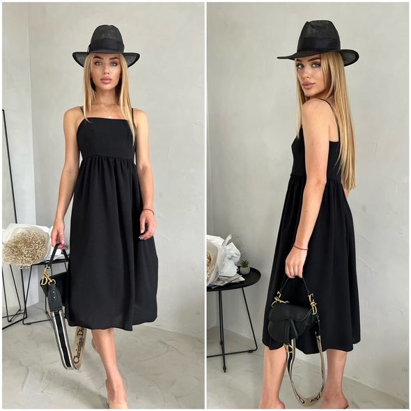 Платье женское на бретельках черное 448-1, Цвет: Черный, Размер: S-M (42-44 UKR), фото 