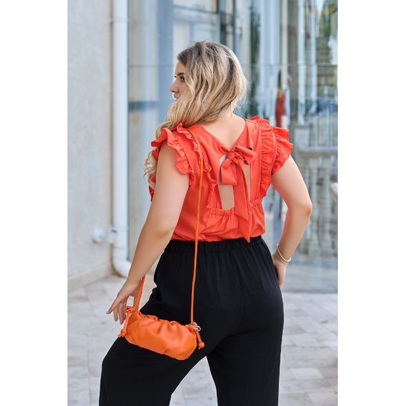 Блузка оранжевая р41454, Цвет: Оранжевый, Размер: S-M (42-44 UKR), фото , изображение 2