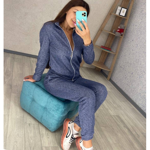 Жіночий костюм спортивний синій 0370, Колір: Синій, Розмір: s-m, фото 