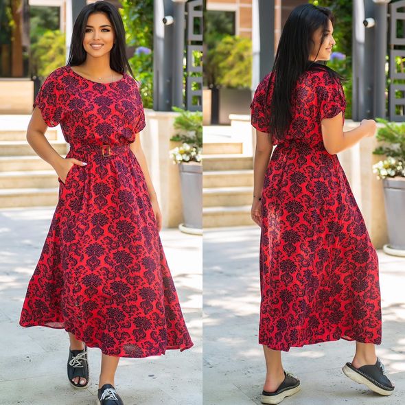 Платье для полных женщин цвет красный с62, Цвет: Красный, Размер: 50-52 UKR, фото 