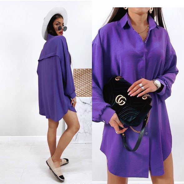 Сукня сорочка вільного крою бузок 345, Колір: Бузок, Розмір: 42-48, фото 