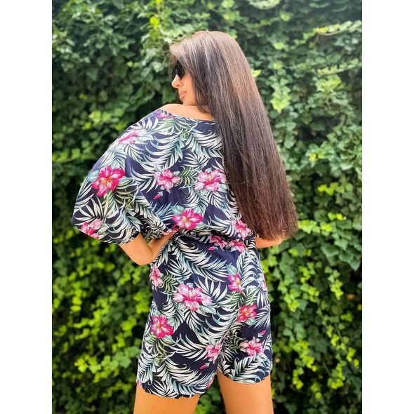 Женски костюм летний в цветочек цвет темно-синий р15406, Цвет: Темно-синий, Размер: 50-52 UKR, фото , изображение 2