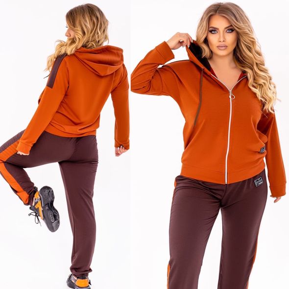 Жіночий спортивний костюм великого розміру колір шоколад 1007, Колір: Шоколад, Розмір: 50-52, фото 