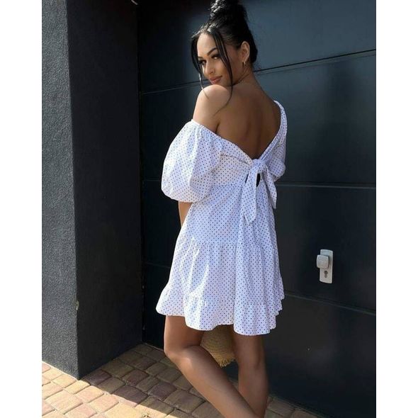 Платье короткое с открытой спиной цвет белый 265, Цвет: Белый, Размер: S-M (42-44 UKR), фото , изображение 3