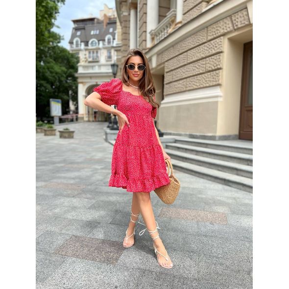 Платье короткое с открытой спиной цвет красный 265, Цвет: Красный, Размер: L-XL (46-48 UKR), фото 