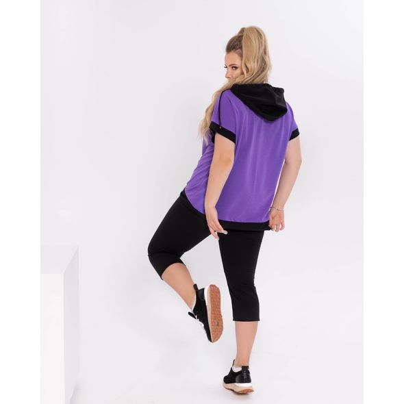 Женский летний костюм большого размера цвет фиолетовый 762, Цвет: Фиолетовый, Размер: 48-50 UKR, фото , изображение 2
