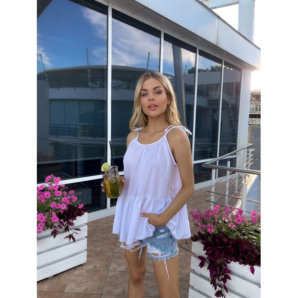 Женская блузка на лямках белая АК2029, Цвет: Белый, Размер: 42-46 UKR (One size), фото , изображение 3