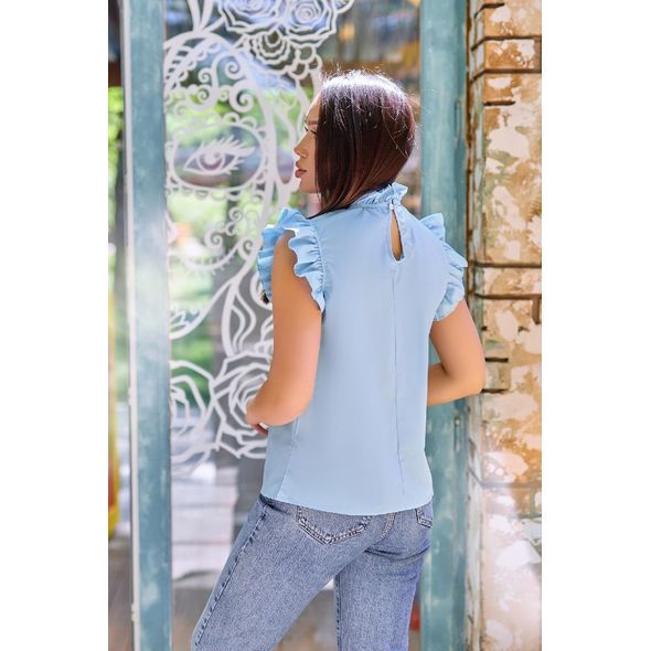 Женская блузка стильная цвет голубой р4/р4.1, Цвет: Голубой, Размер: S-M (42-44 UKR), фото , изображение 2