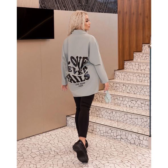 Женская рубашка свободного кроя фисташка 384/1, Цвет: Фисташковый, Размер: 48-52 UKR (One size), фото , изображение 2