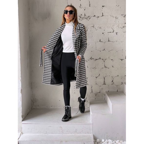 Женское пальто кашемировое гусиная лапка 0200, Цвет: Черно-белый, Размер: M-L (44-46 UKR), фото , изображение 3