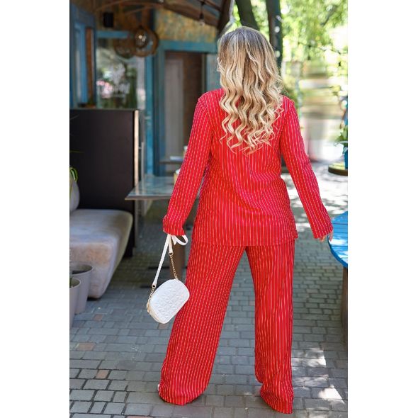 Женский костюм модный в полоску красный ЛаГа р15430, Цвет: Красный, Размер: S-M (42-44 UKR), фото , изображение 2