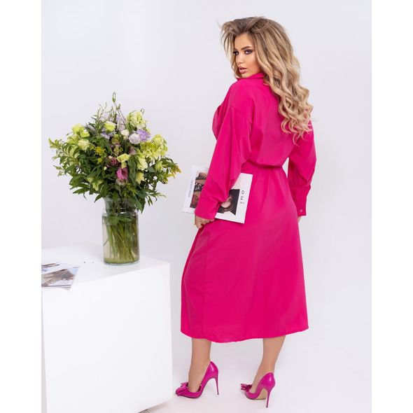 Платье миди с длинным рукавом малиновое 1082, Цвет: Малиновый, Размер: L-XL (46-48 UKR), фото , изображение 2