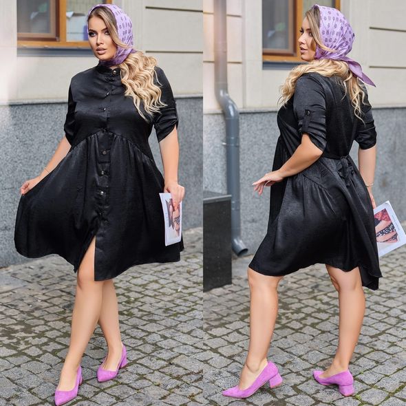 Сукня жіноча з коміром стійка чорна д41450, Колір: Чорний, Розмір: 50-52, фото 