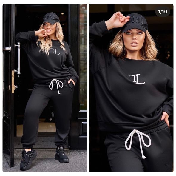 Мужской спортивный костюм кофта и штаны черный 402, Цвет: Черный, Размер: 50-52 UKR, фото 