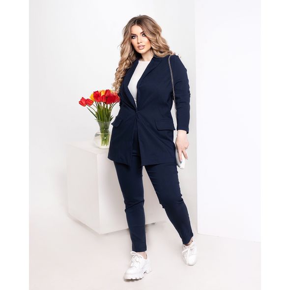 Женский брючный костюм с пиджаком темно-синий 273220, Цвет: Темно-синий, Размер: 50-52 UKR, фото 