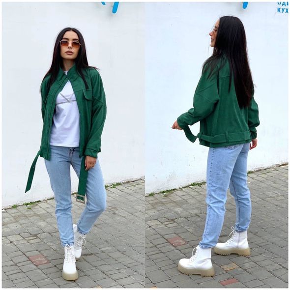 Женская ветровка короткая зеленая 6093/6094, Цвет: Зеленый, Размер: S-M (42-44 UKR), фото 