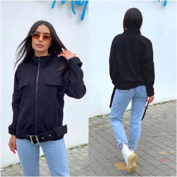 Жіноча куртка коротка чорна 6093/6094, Колір: Чорний, Розмір: 46-48, фото 