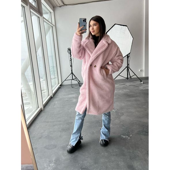 Жіноча стильна шуба еко довга рожева 30220, Колір: Рожевий, Розмір: 42-48, фото , зображення 3