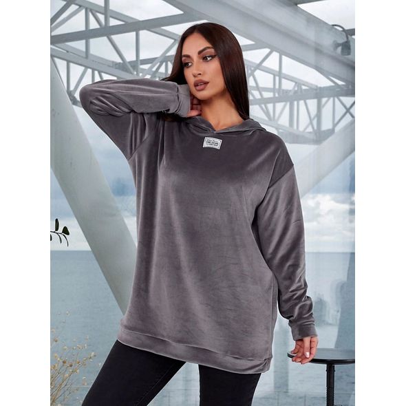 Жіночий велюровий худий сірий великого розміру 1057, Колір: Сірий, Розмір: 48-54, фото 