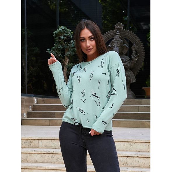 Женский свитер оливка Турция 1947, Цвет: Оливковый, Размер: 48-52 UKR (One size), фото 