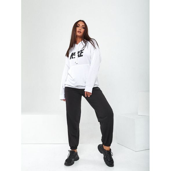 Модний жіночий спортивний костюм великого розміру чорно-білий 2024, Колір: Чорно-білий, Розмір: 48-50, фото , зображення 7