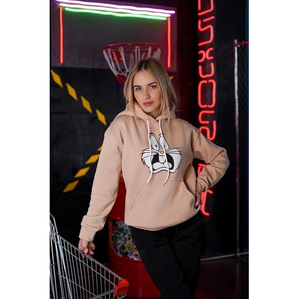 Жіноча толстовка на флісі з капюшоном колір бежевий «Бакс Бани», Колір: Бежевий, Розмір: 42-46, фото , зображення 3