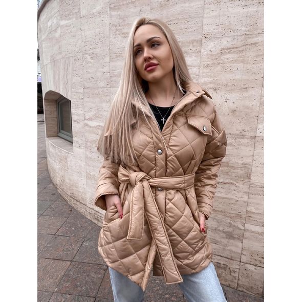 Жіноча куртка коротка стьобана мокко 10282, Колір: Мокко, Розмір: s-m, фото 