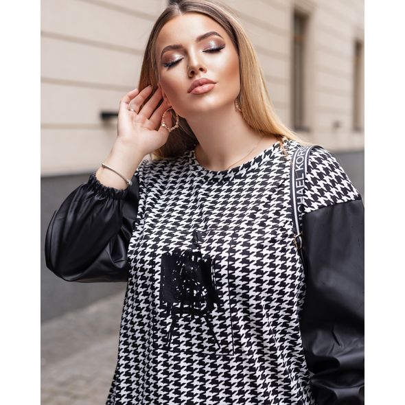 Женский прогулочный костюм модный чёрно-белый 1047, Цвет: Черно-белый, Размер: S-M (42-44 UKR), фото , изображение 2