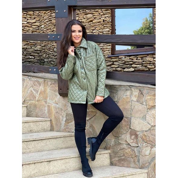 Жіноча чорна куртка в стилі сорочка оливка 1098, Колір: Оливковий, Розмір: s-m, фото 