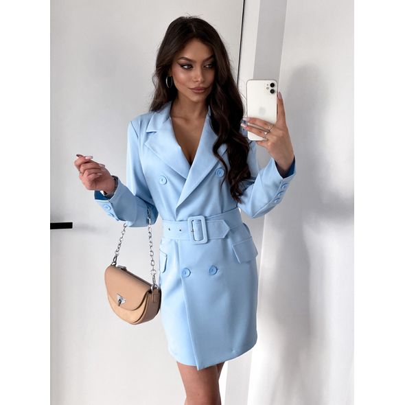 Жіночий брючний костюм трійка блакитний 7290, Колір: Блакитний, Розмір: s-m, фото 