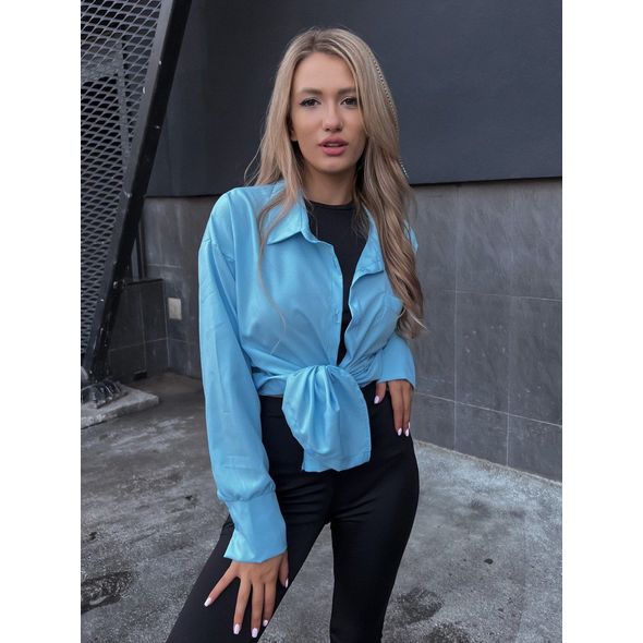 Жіноча довга сорочка блакитна 10313, Колір: Блакитний, Розмір: s-m, фото , зображення 2