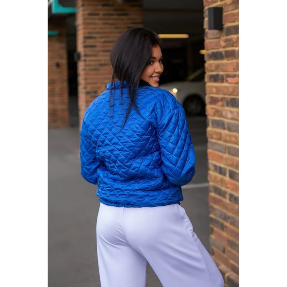 Жіноча коротка куртка без капюшона колір синій 1090, Колір: Синій, Розмір: s-m, фото , зображення 2