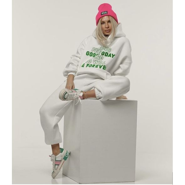 Женский спортивный костюм модный белый 2642, Цвет: Белый, Размер: 44-48 UKR (One size), фото , изображение 3