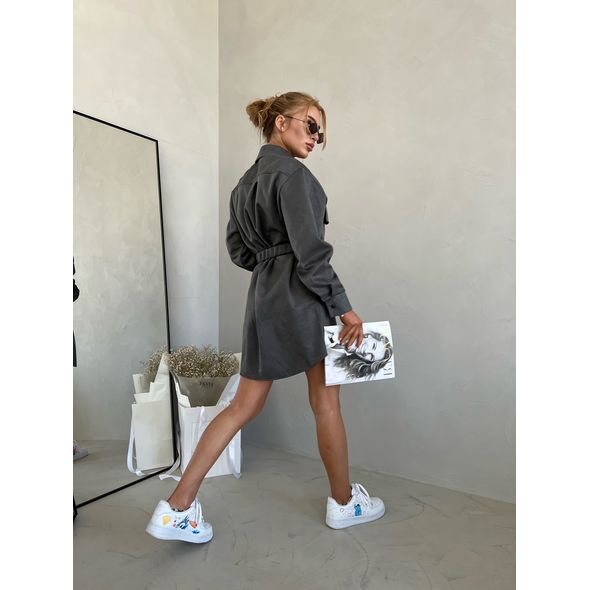 Женский стильный комплект платье-рубашка и лосины графит 7214, Цвет: Графит, Размер: S-M (42-44 UKR), фото , изображение 2