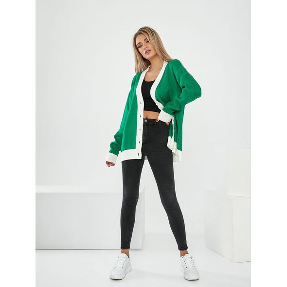 Жіночий кардиган модний вільного крою зелений 4171, Колір: Зелений, Розмір: 42-48, фото 