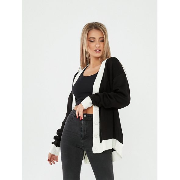 Жіночий кардиган модний вільного крою чорний 4171, Колір: Чорний, Розмір: 42-48, фото 