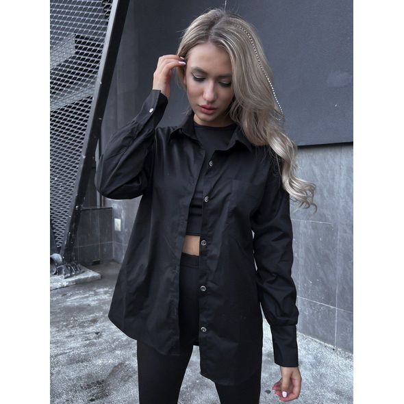 Женская длинная рубашка черная 10305, Цвет: Черный, Размер: S-M (42-44 UKR), фото 