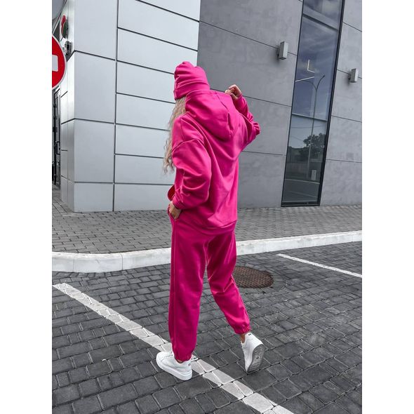 Жіночий костюм спортивний трійка штани, кофта та шапка колір малиновый 10275, Колір: Малиновий, Розмір: s-m, фото , зображення 2