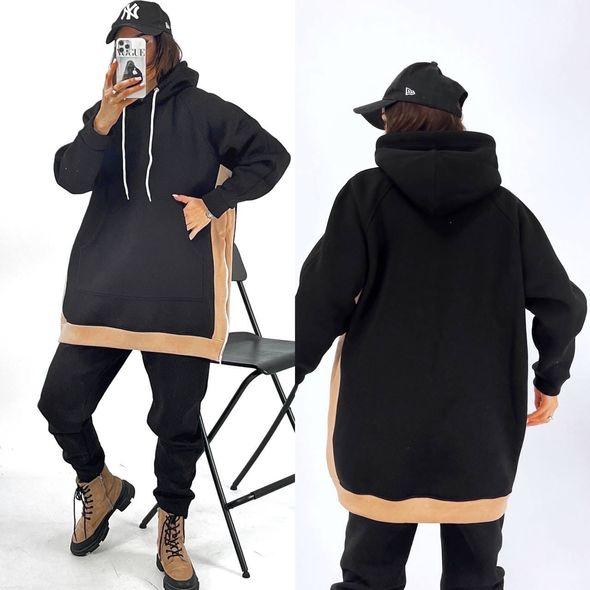 Женский модный спортивный костюм черный 415, Цвет: Черный, Размер: 50-52 UKR, фото 