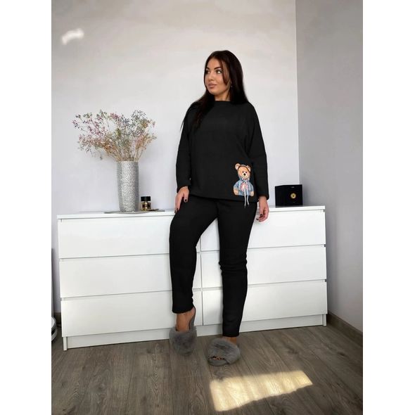 Женская пижама брючная черная р15441, Цвет: Черный, Размер: S-M (42-44 UKR), фото 