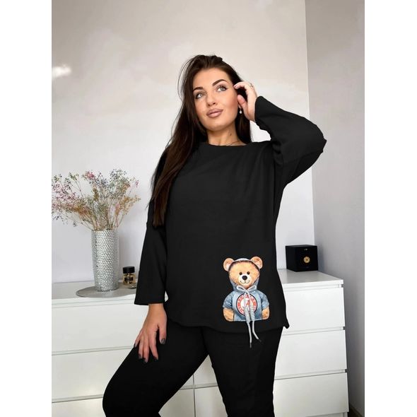 Женская пижама брючная черная р15441, Цвет: Черный, Размер: S-M (42-44 UKR), фото , изображение 2